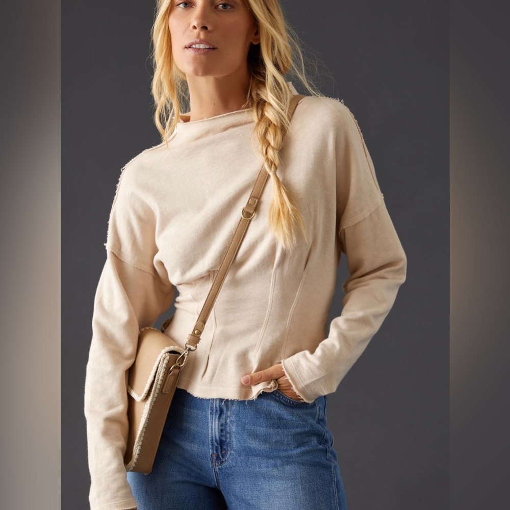 Pilcro XS corset style long sleeve top Anthropologie